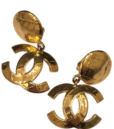 chanel gold earrings logo|chanel inspired gold earrings.